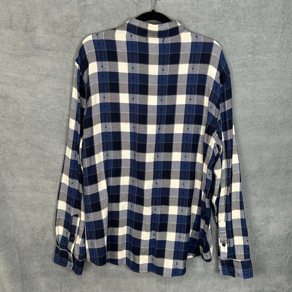 Frye Shirt Mens XXL Blue Plaid Jacquard Flannel Button Front Long Sleeve Western - Picture 5 of 12